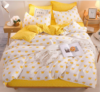 4-Piece Diamond Velvet Bedding Set – Geometric Pattern Duvet Cover & Sheet Set