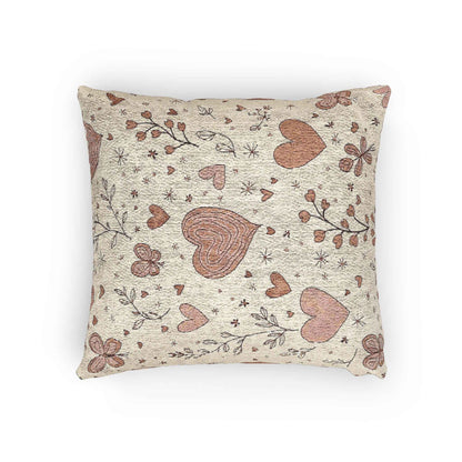 Coussin Tissé Cœurs Dispersés | Coussin Cœur Vintage Bohème