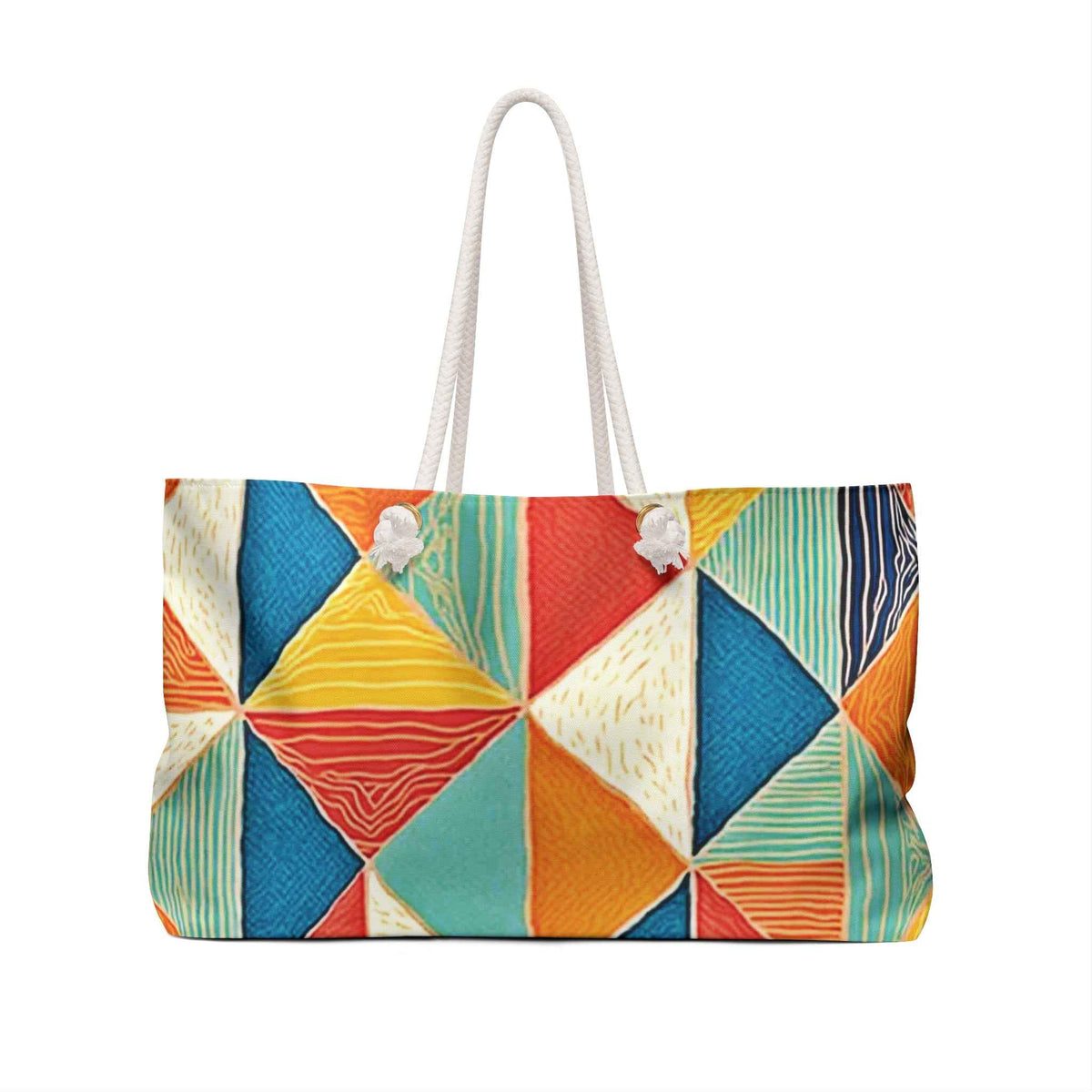 Sac de voyage motif géométrique triangles colorés | Sac de plage | Grand cabas | Sac de maternité