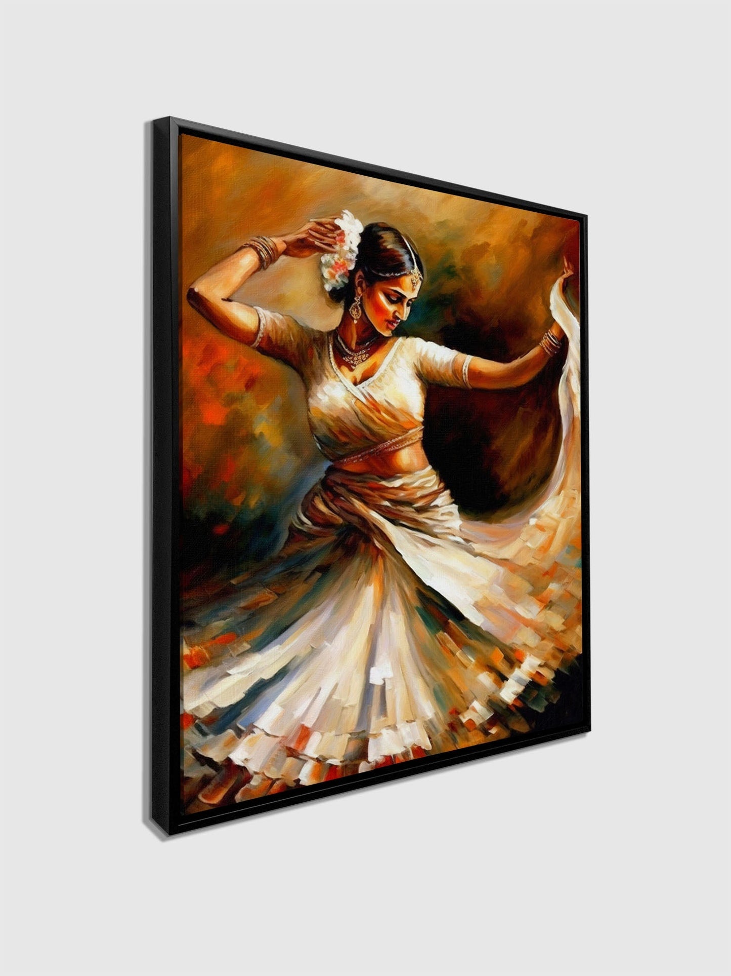 Art Mural - Danse en orange - Beaux-Arts - Vernis doré - Impression sur toile