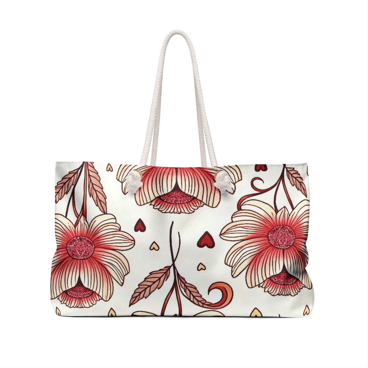 Sac de voyage cœur floral rouge | Grand sac de voyage | Maman voyageuse | Cadeau pour maman