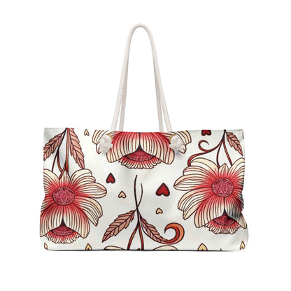 Sac de voyage cœur floral rouge | Grand sac de voyage | Maman voyageuse | Cadeau pour maman
