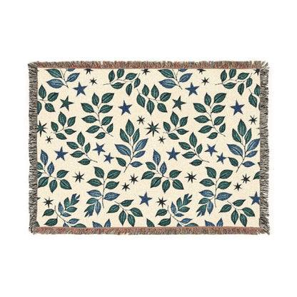 Couverture tissée Botanical Star — Jeté réversible à motif de feuilles et d'étoiles