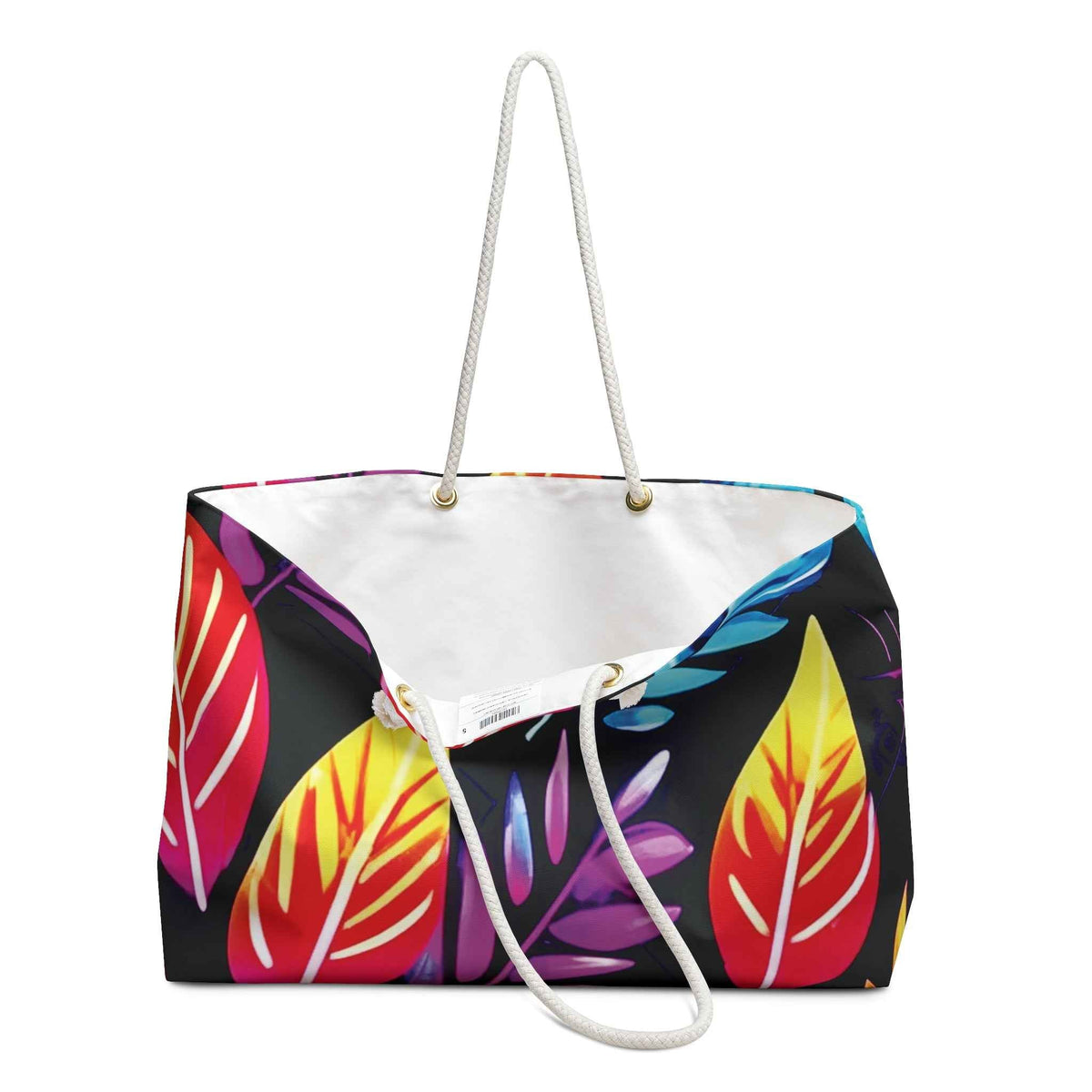 Grand sac de voyage | Feuilles tropicales colorées | Sac de voyage néon | Grand sac cabas