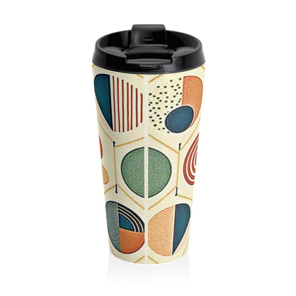 Mug de voyage à motif géométrique Mid-Century | Motif cercle rétro
