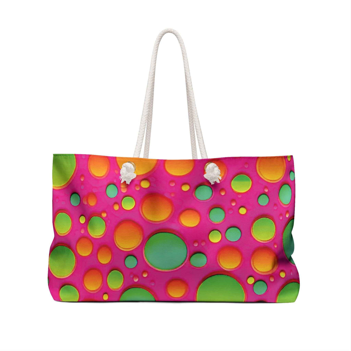 Grand Sac de Voyage à Motif Bulles Colorées | Rose Néon Vert Orange, Grand Fourre-tout