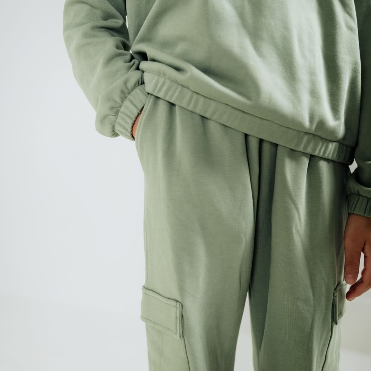 Youth Bamboo Fleece Cargo Pants | Sage