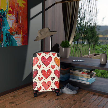 Valise cabine à motif cœur — Bagage de voyage Saint-Valentin rouge et orange
