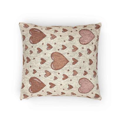 Oreiller Tissé Motif Cœurs Roses | Décoration Bohème Saint-Valentin