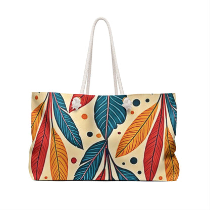Sac de voyage Weekender à feuilles tropicales colorées | Grand cabas de plage bohème
