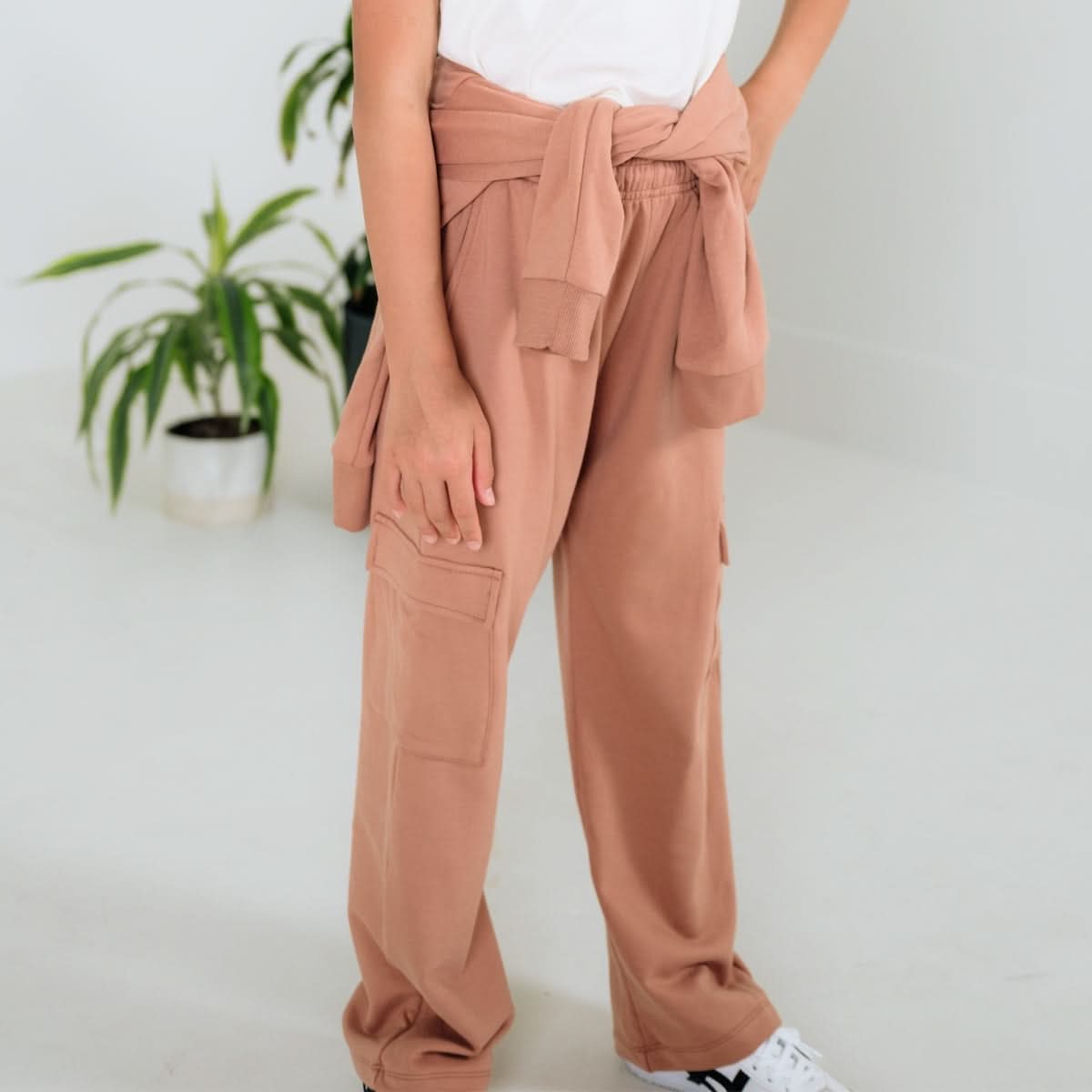 Youth Bamboo Fleece Cargo Pants | Sage