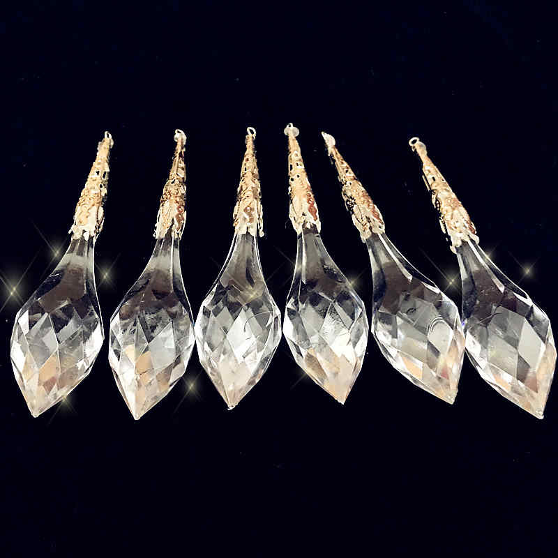 Acrylic Christmas Icicle Ornaments – 6pc Sparkling Tree Pendants