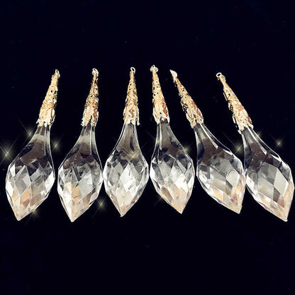 Acrylic Christmas Icicle Ornaments – 6pc Sparkling Tree Pendants