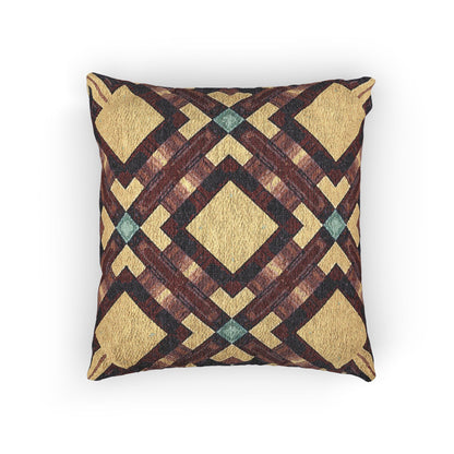 Coussin tressé — Coussin décoratif bohème géométrique aux tons chauds et terreux