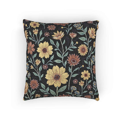 Coussin décoratif tissé motifs floraux vintage | Coussin tapisserie Tournesol, Coussin décoratif botanique