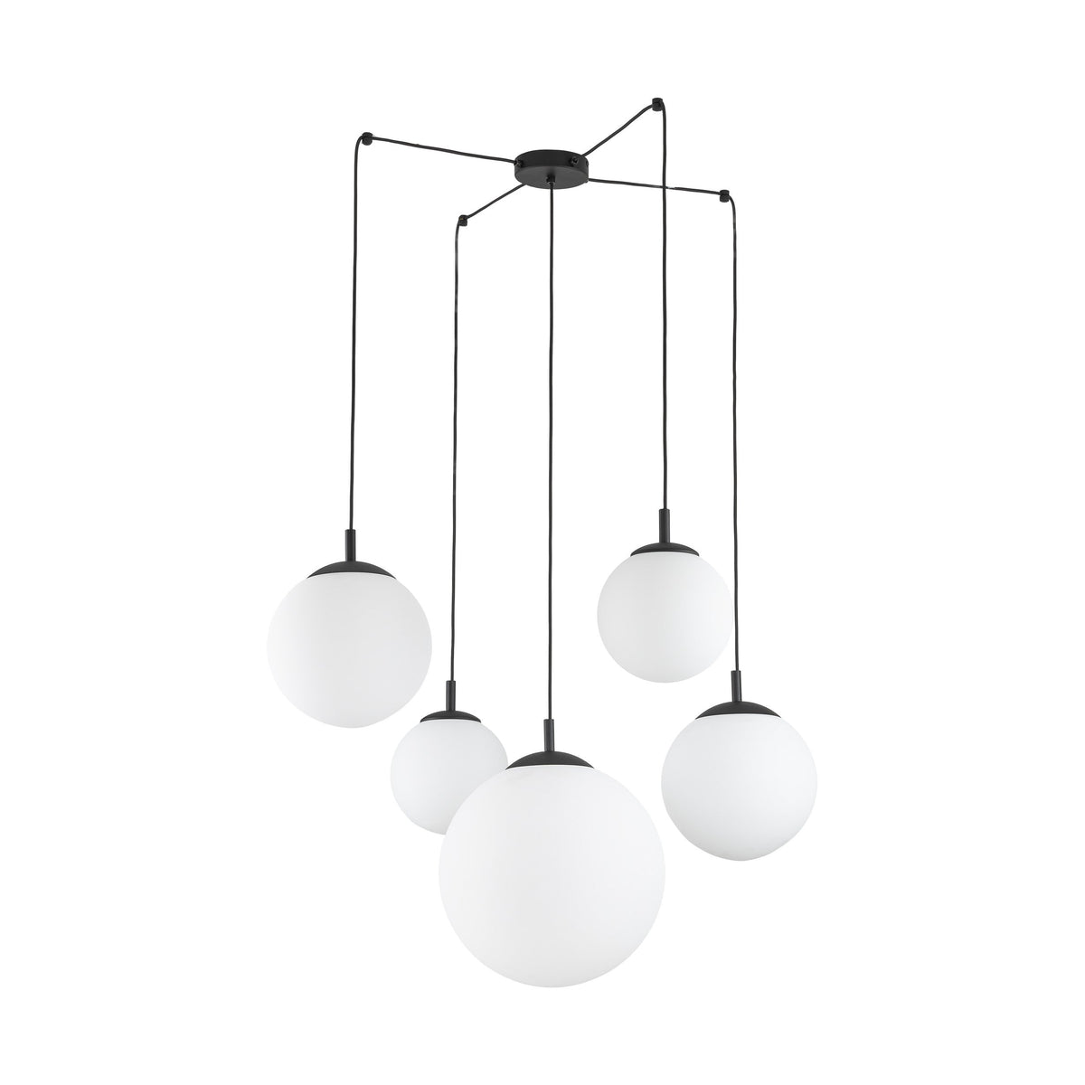 ESME White Opal Glass 5-Light Spider Pendant for Dining Table, Stairwell & Living Room