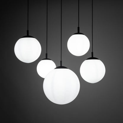 ESME White Opal Glass 5-Light Spider Pendant for Dining Table, Stairwell & Living Room