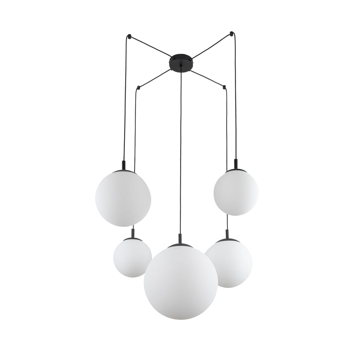 ESME White Opal Glass 5-Light Spider Pendant for Dining Table, Stairwell & Living Room