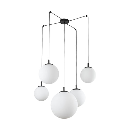ESME White Opal Glass 5-Light Spider Pendant for Dining Table, Stairwell & Living Room