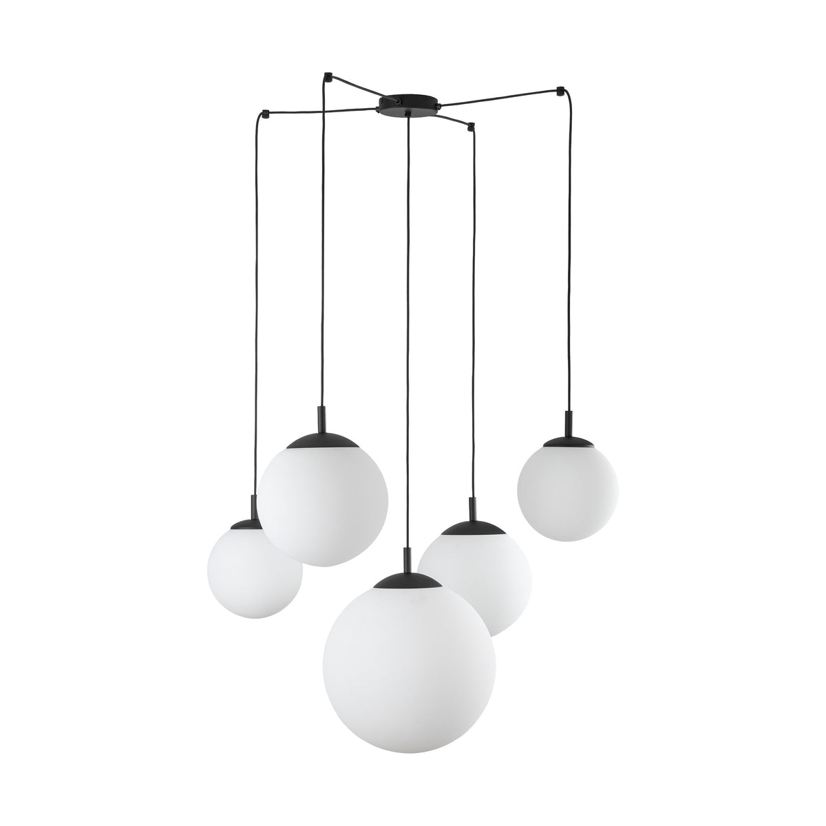 ESME White Opal Glass 5-Light Spider Pendant for Dining Table, Stairwell & Living Room
