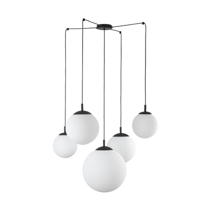 ESME White Opal Glass 5-Light Spider Pendant for Dining Table, Stairwell & Living Room