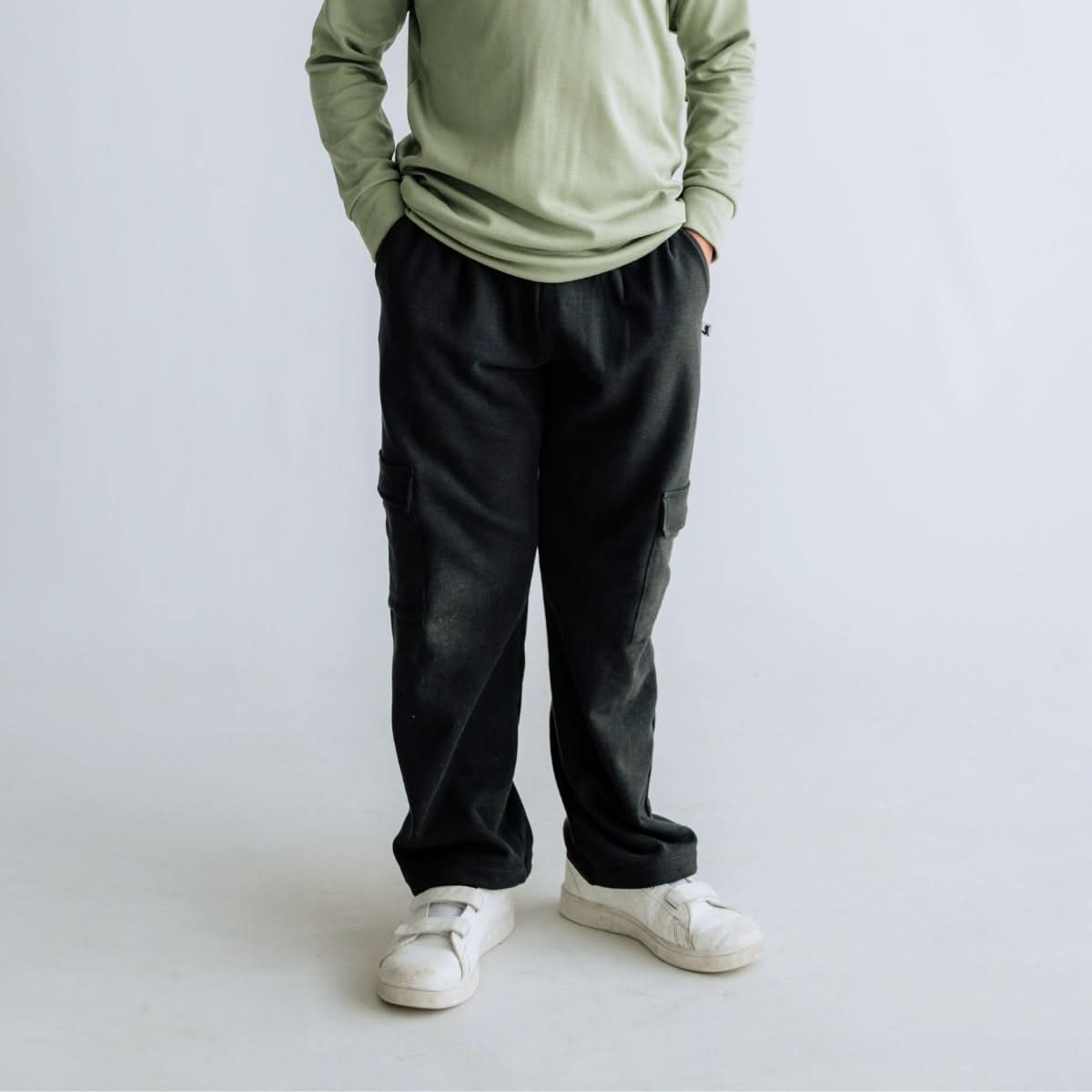 Youth Bamboo Fleece Cargo Pants | Black