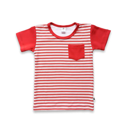 Baby/Kids' Bamboo Pocket T-Shirt | Blue Smilies