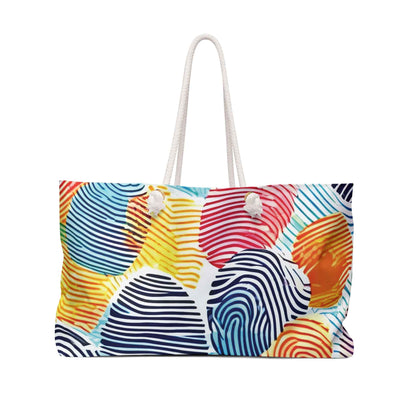 Sac de voyage Weekender à motif d'empreintes digitales colorées | Sac de plage arc-en-ciel | Sac de cabine pour mamans