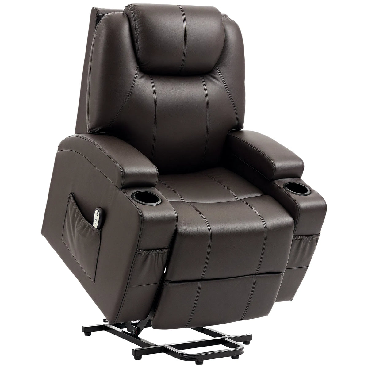 Brown Power Lift Recliner Chair – PU Leather Electric Lift Chair with Footrest, Remote & Cup Holders (United States & Canada Delivery Only)