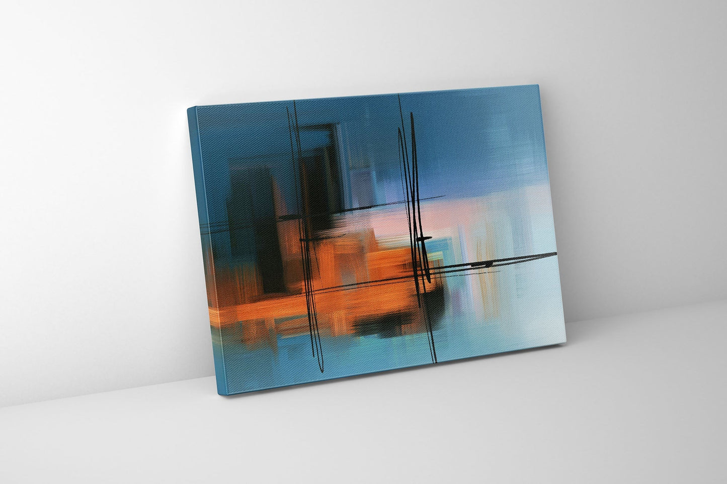 Art mural - Nuances de bleu abstrait - Toile d'art - Vernis RVB #4836-105