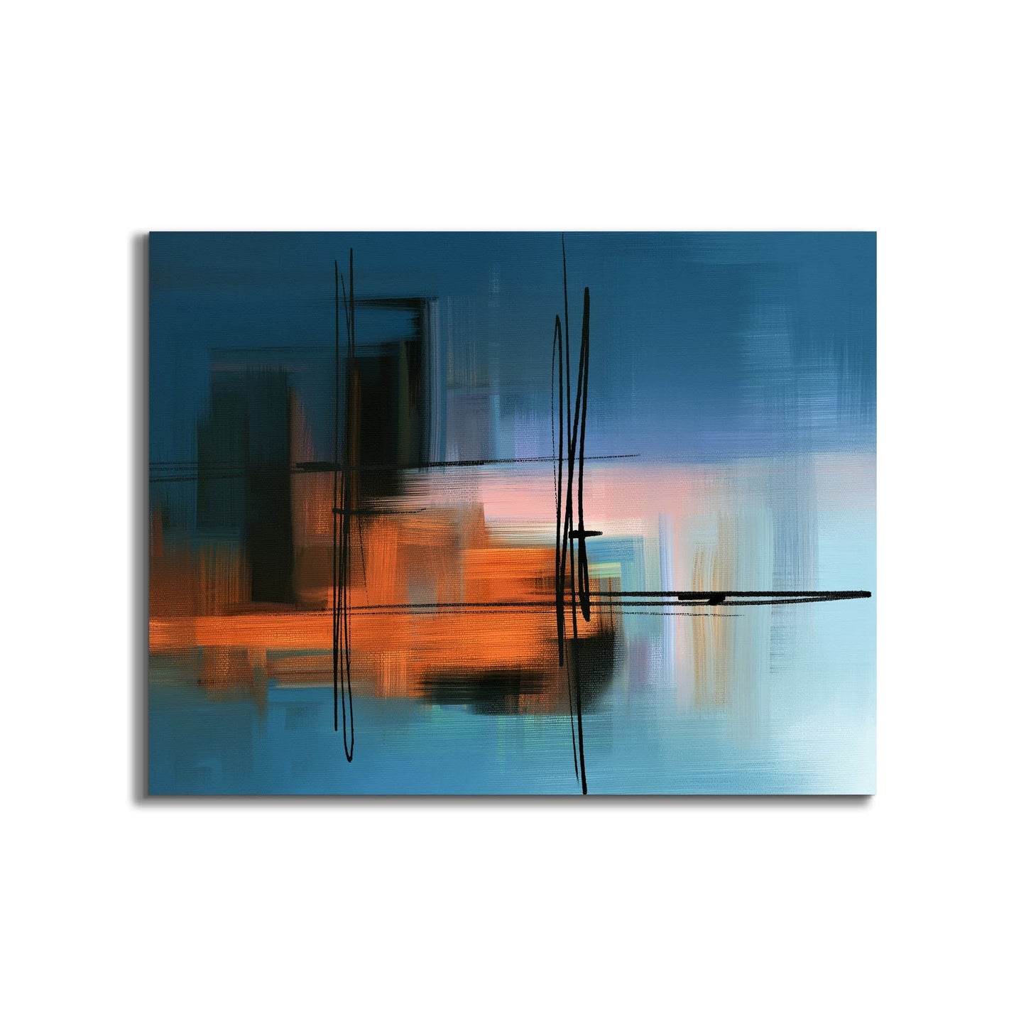 Art mural - Nuances de bleu abstrait - Toile d'art - Vernis RVB #4836-105