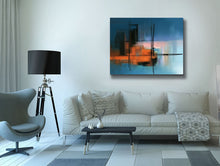 Wall Art-Hues of Blue Abstract- Fine Art Canvas - RGB varnish #4836-105