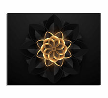 Tableau mural Fleur abstraite en noir et or - Art mural raffiné et moderne - Vernis doré
