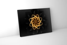 Tableau mural Fleur abstraite en noir et or - Art mural raffiné et moderne - Vernis doré