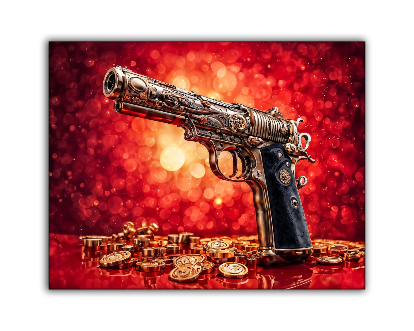 Art mural-Pistolet et argent -Toile imprimée-Pop art
