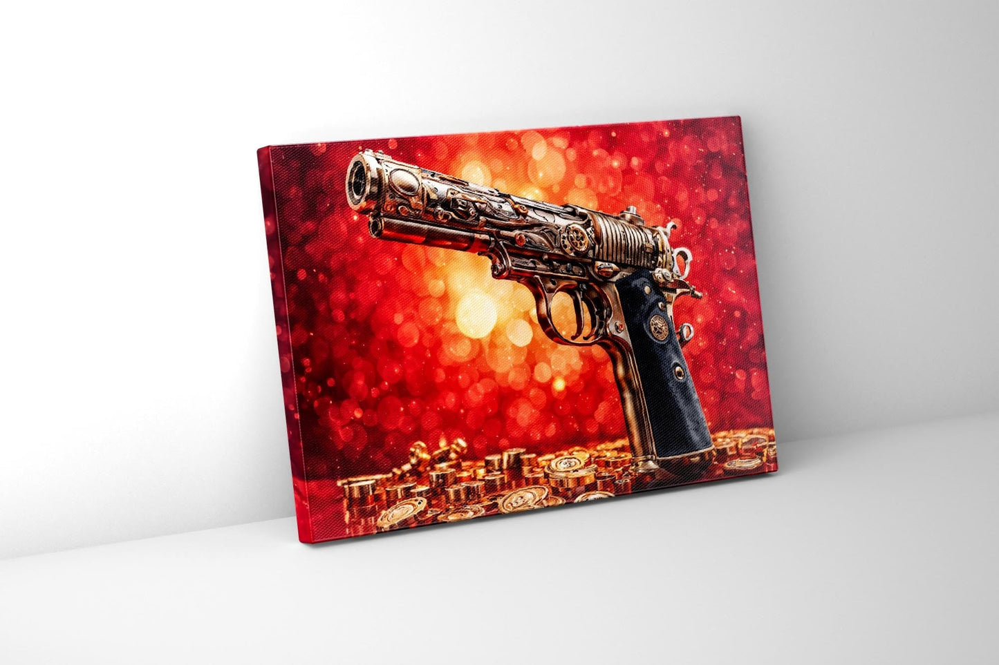 Art mural-Pistolet et argent -Toile imprimée-Pop art