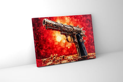 Art mural-Pistolet et argent -Toile imprimée-Pop art