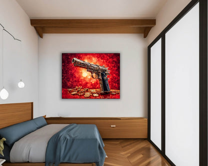 Art mural-Pistolet et argent -Toile imprimée-Pop art