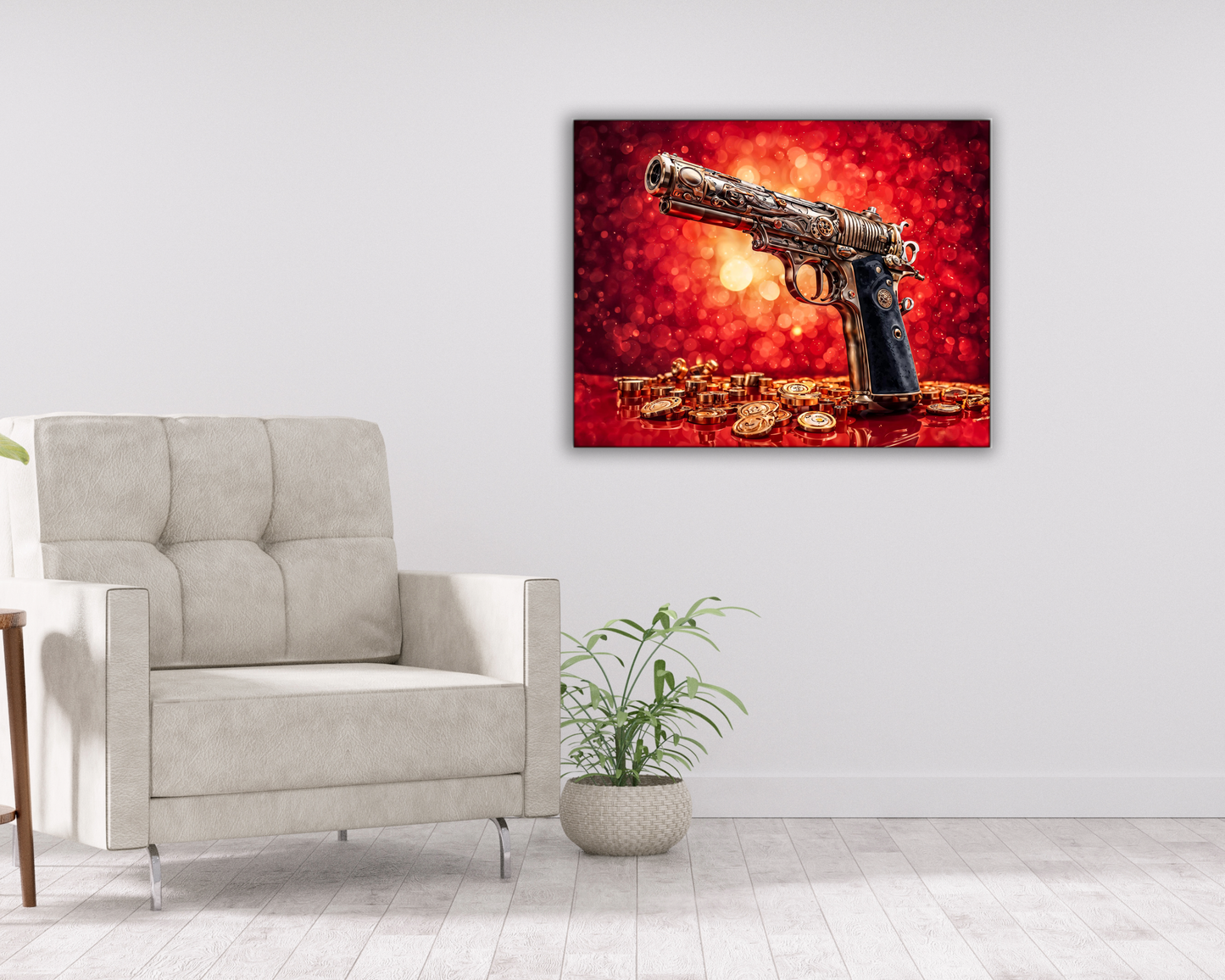 Art mural-Pistolet et argent -Toile imprimée-Pop art