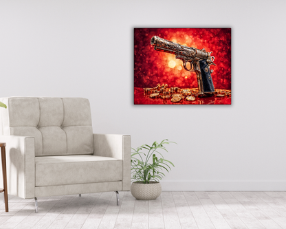 Art mural-Pistolet et argent -Toile imprimée-Pop art