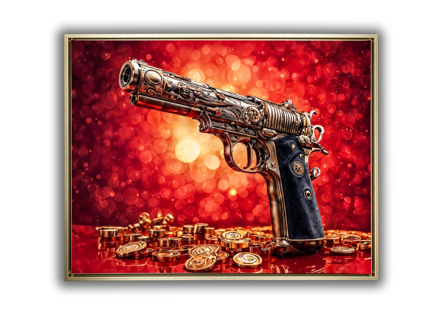 Art mural-Pistolet et argent -Toile imprimée-Pop art