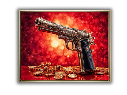 Art mural-Pistolet et argent -Toile imprimée-Pop art