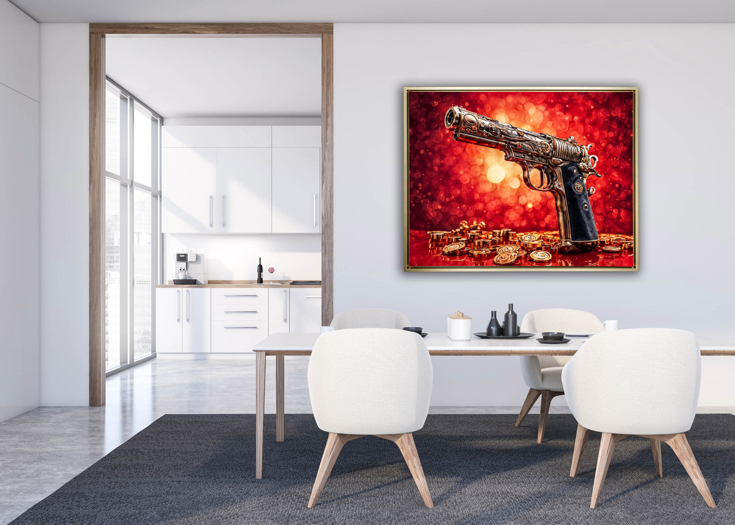 Art mural-Pistolet et argent -Toile imprimée-Pop art