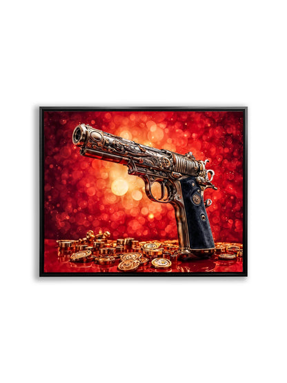 Art mural-Pistolet et argent -Toile imprimée-Pop art