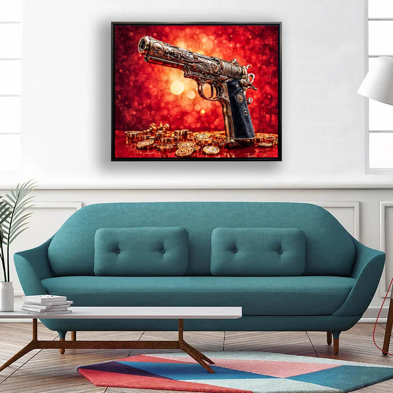 Art mural-Pistolet et argent -Toile imprimée-Pop art