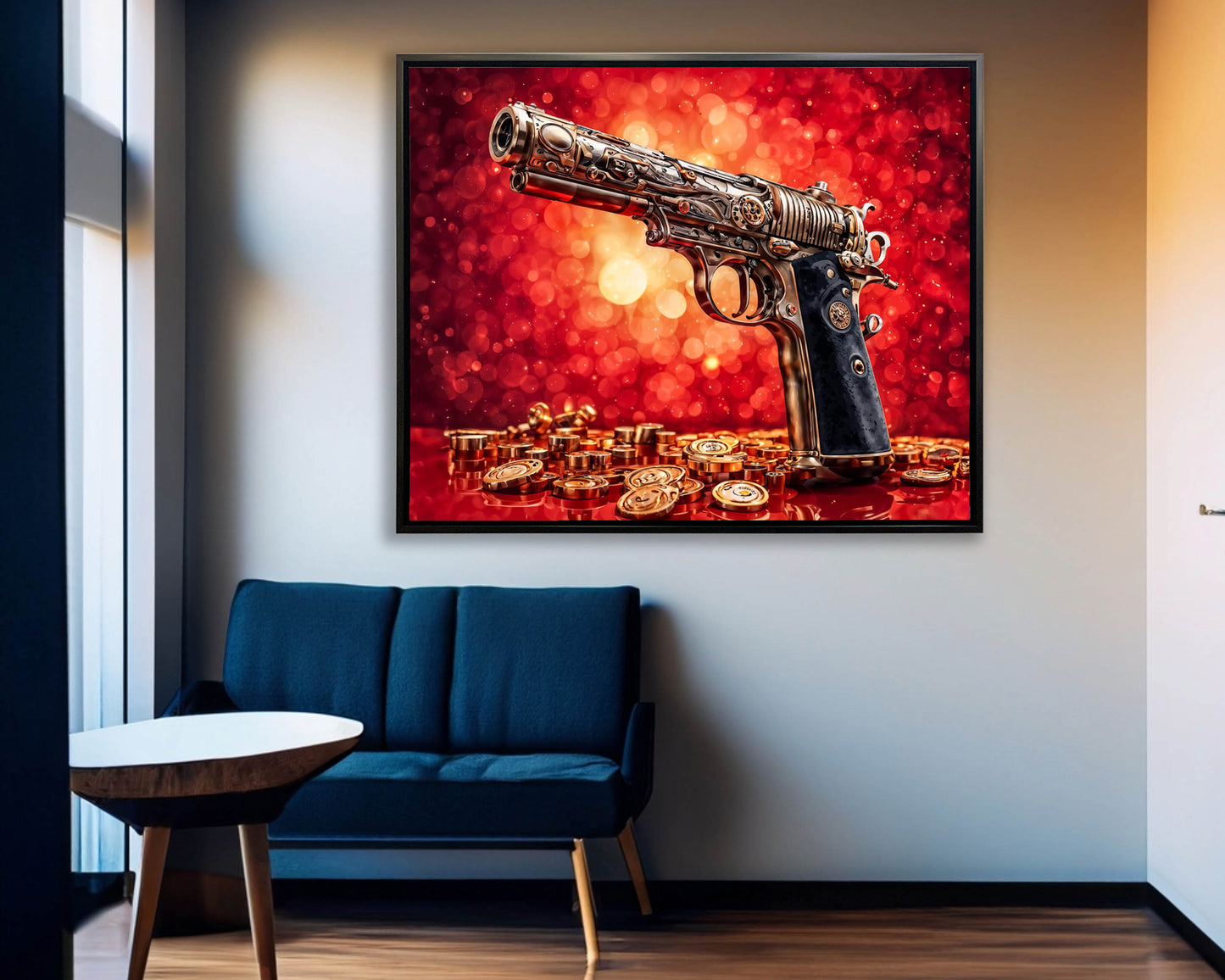 Art mural-Pistolet et argent -Toile imprimée-Pop art