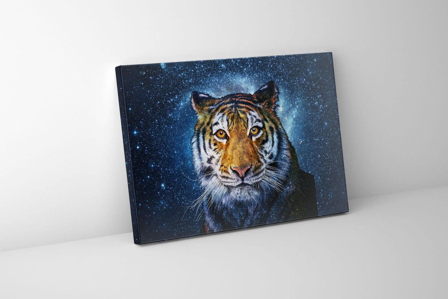 Décoration Murale Tête de Tigre avec Fond Céleste 48X36