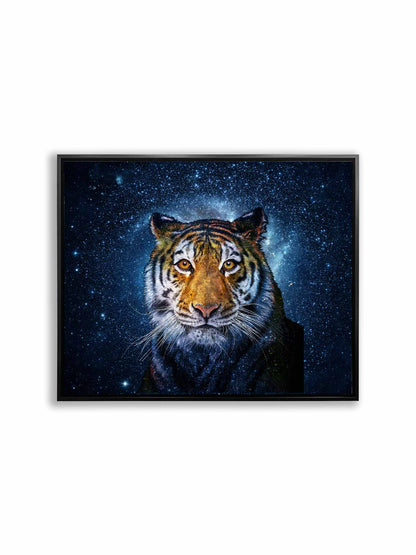 Décoration Murale Tête de Tigre avec Fond Céleste 48X36