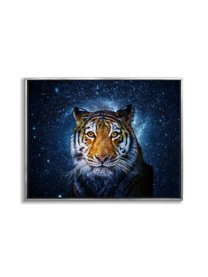 Décoration Murale Tête de Tigre avec Fond Céleste 48X36