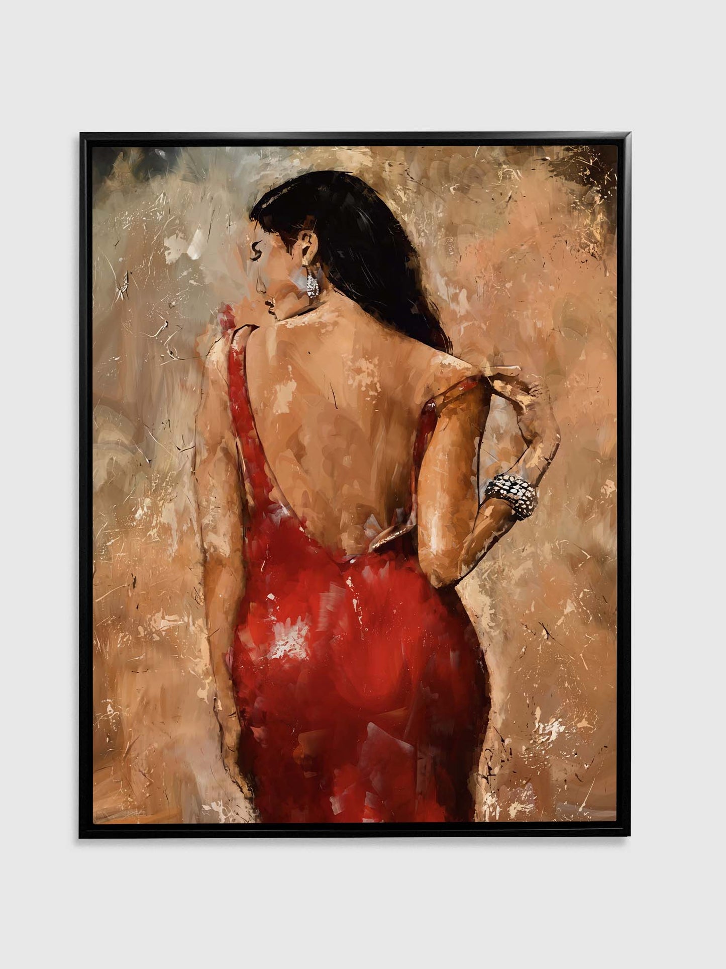 Dame en rouge Toile d'art 48X36